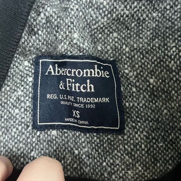 Abercrombie & Fitch Heritage Wool Bomber Jacket Faux Leather Black Gray Size XS - Picture 7 of 9